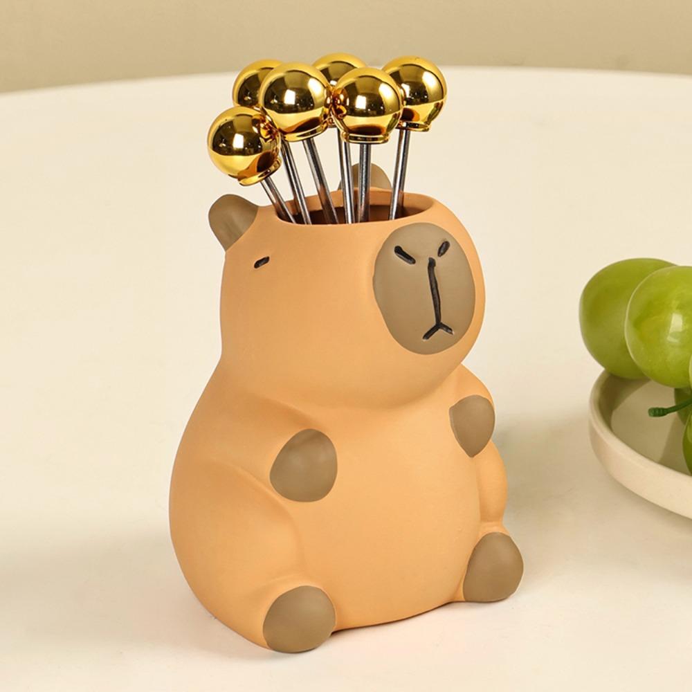 Tabletop Storage Capybara Pencil Storage Box Ornament Capybara Stationery Organizer  Makeup Brush