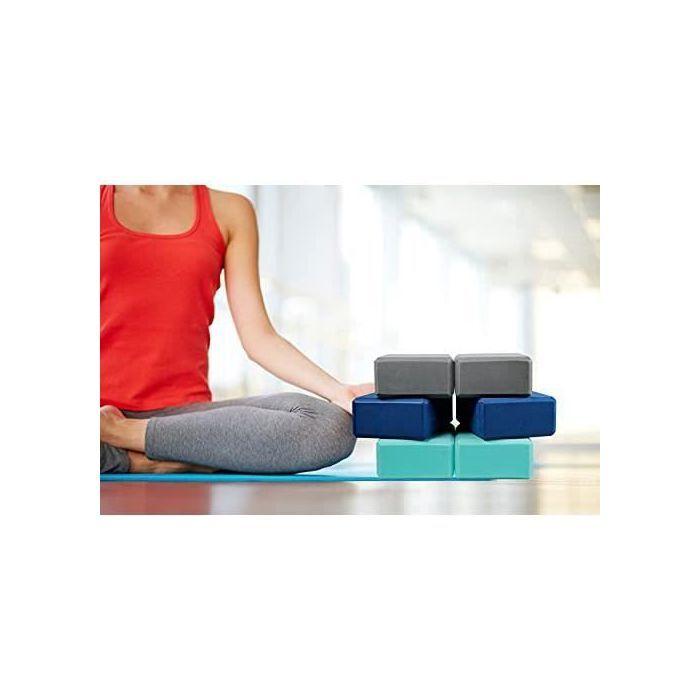 EXERZ Briques Yoga-Blocs de Yoga Haute densité 2PK - Briques de Mousse de Fitness Confortables, antidérapantes - Grise