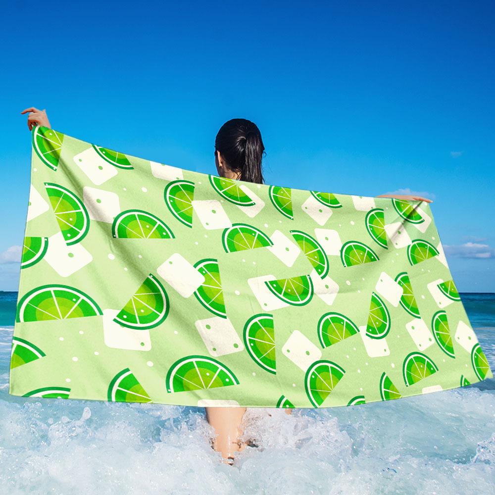 Watermelon Slice Print Beach Towel Microfiber Quick Dry Absorbent Lightweight Funny Summer Towel for Beach Pool Vacation Travel