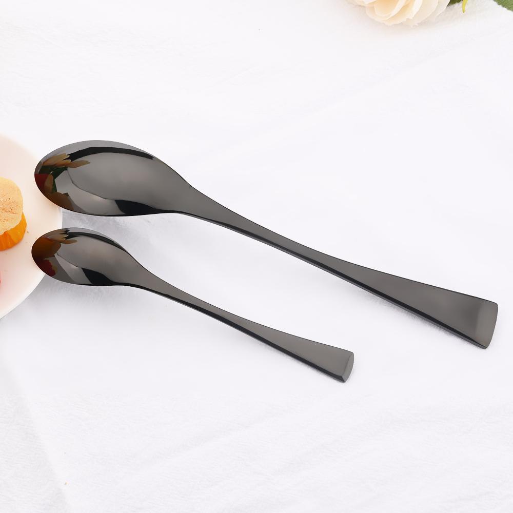 24pcs Black 304 Stainless Dinnerware Set Sharp Steak Knife Fork Coffee Spoon Cutlery Set Stainless Steel Flatware Silverware Kitchen Tableware