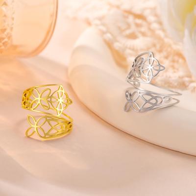 Dreamtimes Witch Knot Ring for Women Witches Knot Jewelry Irish Jewelry Irish Wiccan Stainless Steel Adjustable Thumb Open Ring