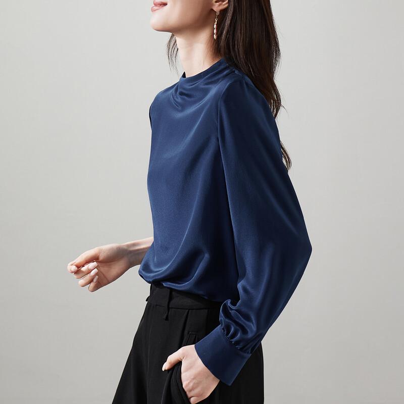 SOFSIL Women s Round Neck Long Sleeve Silk Blouse L