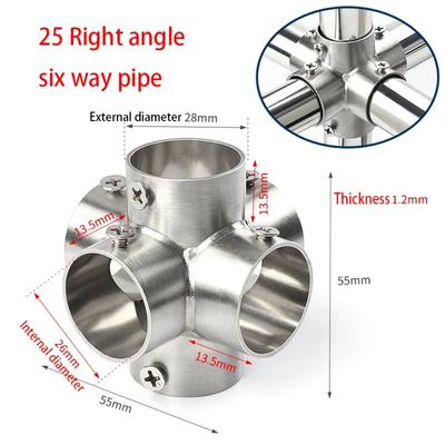 1Pcs Durable Tee Straight Elbow Pipe Connector 2/3/4/5/6 Way 25mm Tube Joint Stainless Steel Pipe Fittings Furniture Hardware
