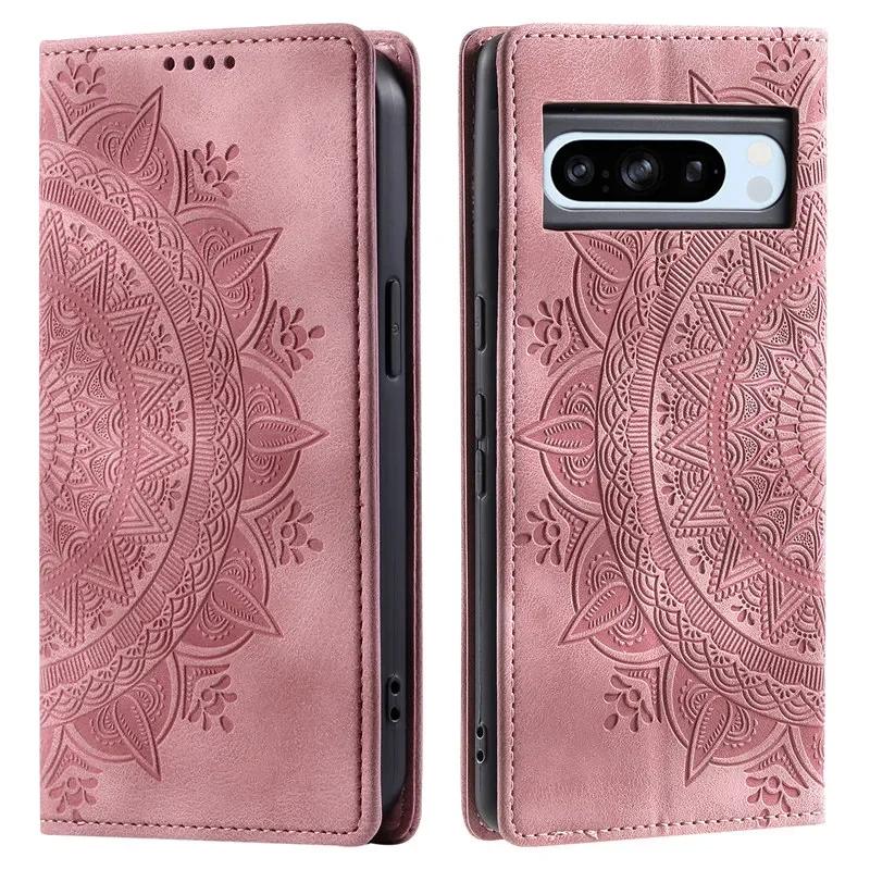 

Magnetic Flip Leather Case For Google Pixel 9 Pro XL 8A 8 Pixel 7A 7 Pro Pixel 9A Wallet Card Holder Phone Bag Book Cover Coque for Pixel 9 Pro XL рожевий
