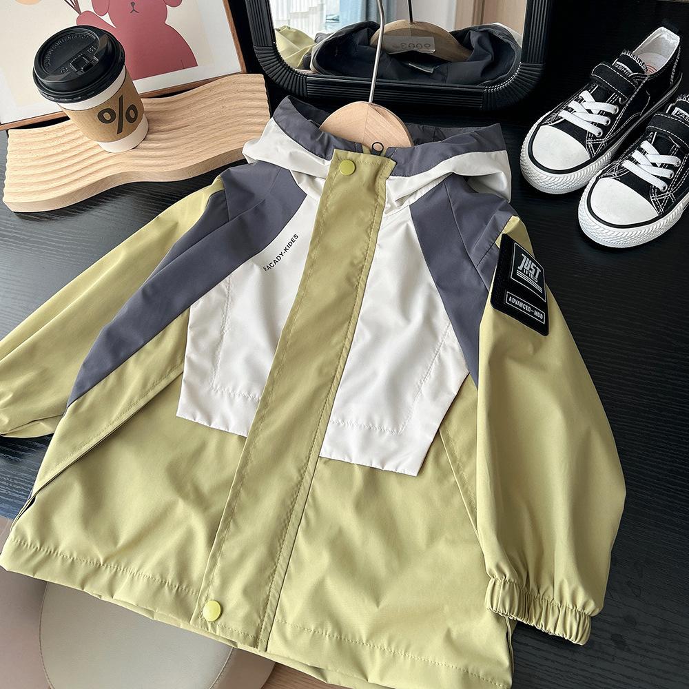 

Колорблокинг Мальчик Девочка Куртка Весна Мальчик Мода Худи Ветровка Пальто Осень Детская Одежда Детская Повседневная Молния Верхняя Одежда Топ 110cm