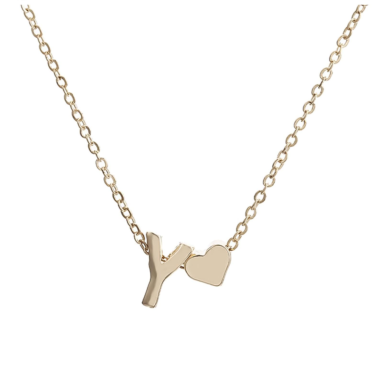 

Намисто з ініціалами у формі серця. Намисто з буквами у вигляді серця. Персоналізоване намисто з монограмою Y золотий