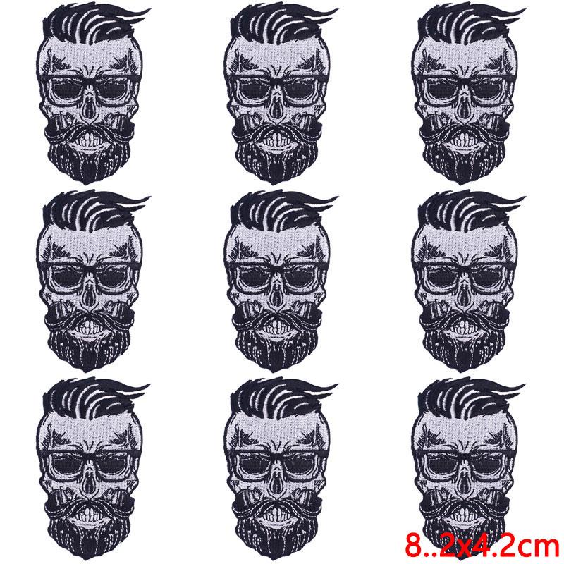 10Pcs/Lot Skull Punk Patches For Clothing Hip Hop Iron On Patches For Clothes Patch Thermoadhesive Embroidery Fusible Patch DIY