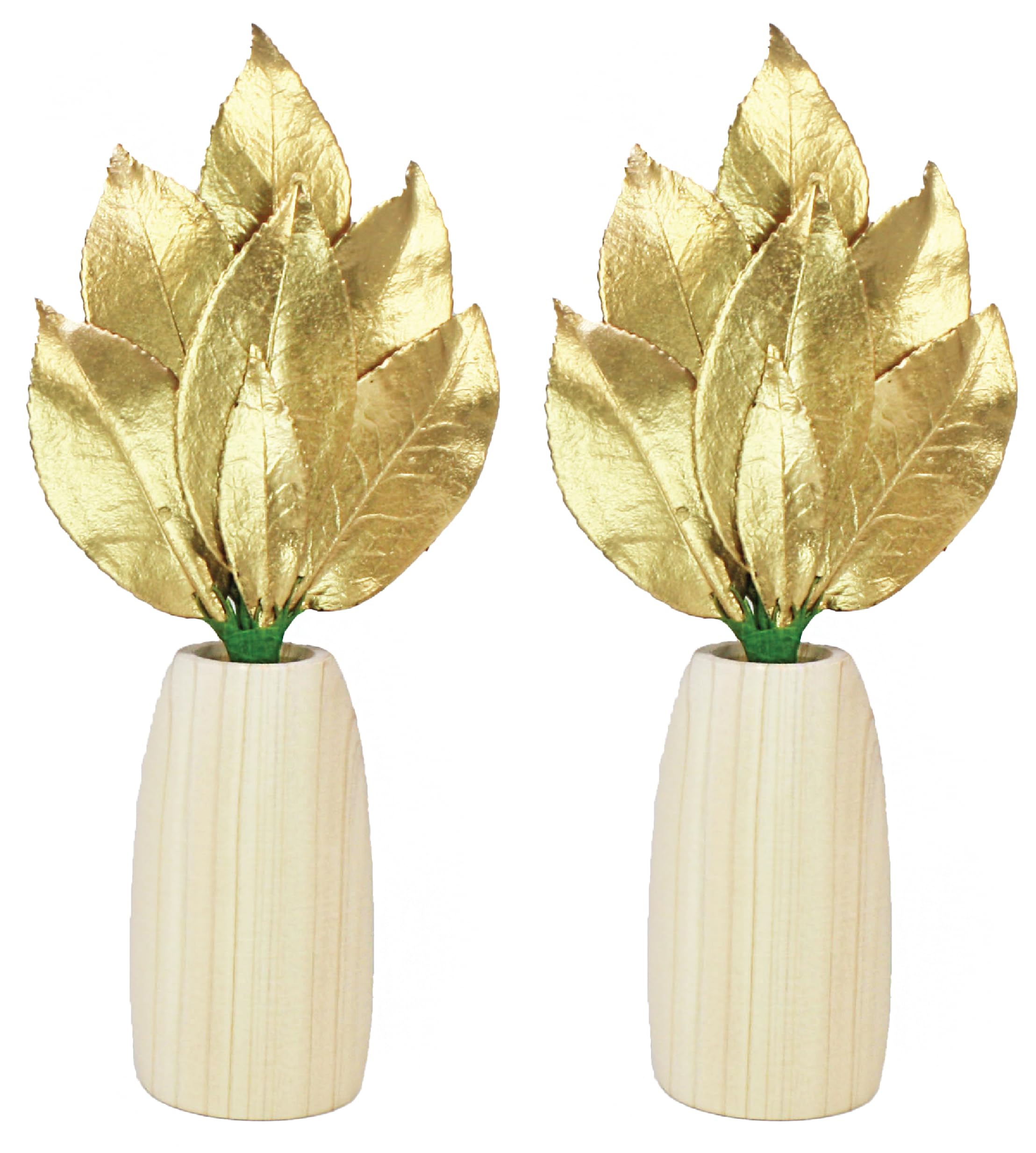 

[A&K] Golden Mini Sakaki Trees, SS Size, Round, Sakaki Stand Set [Made with Fresh Leaves] (Made with Japanese Camellia and Hinoki Wood) - Handmade,