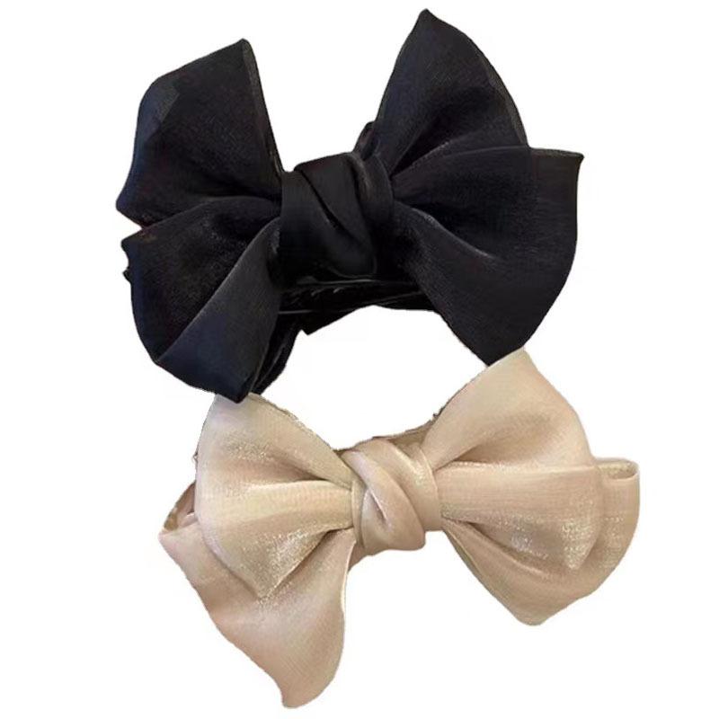 New Elegant Bow Mesh Hair Clip for Women Korean Temperament Grip Clip Ponytail Braid Clip Fashion Girls Hair Accessories