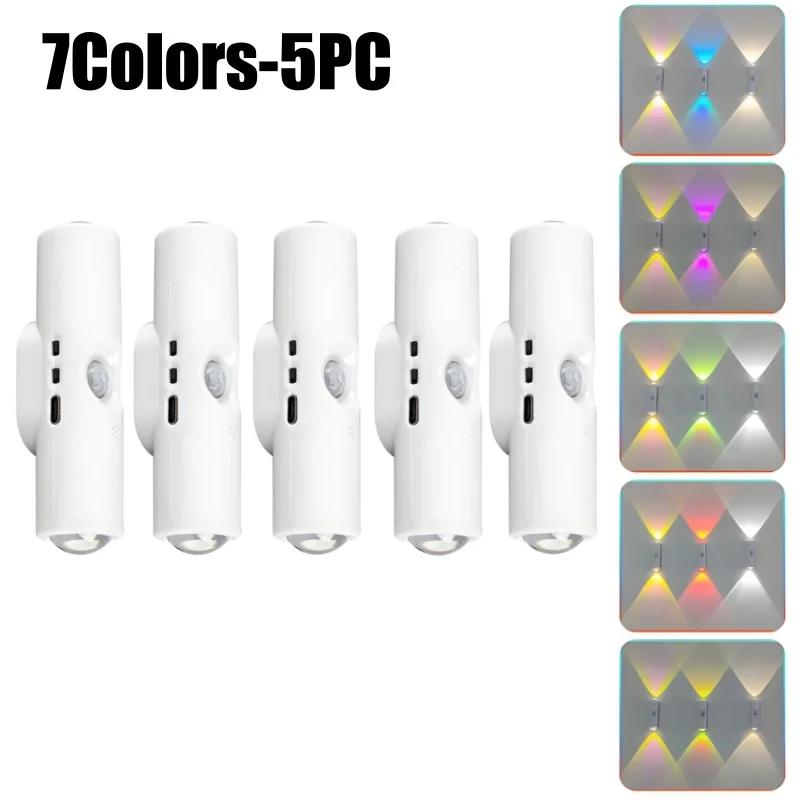 Magnetic RGB Color Changing Night Light with Smart Human Sensor Rechargeable Wall Lamp for Home Decor Ambient Lighting