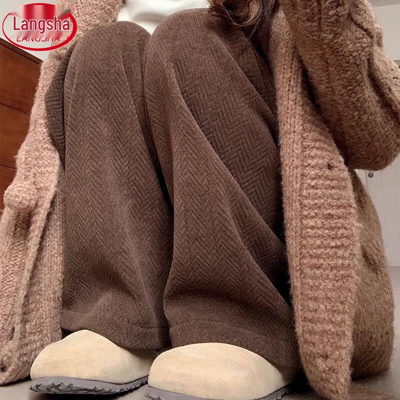 Lansa Women's Herringbone Chenille High-Waist Wide-Leg Pants