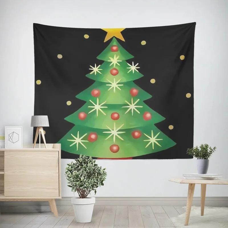 Cartoon Weihnachtsmann Muster Wandteppich Zuhause Schlafzimmer Wohnzimmer Wanddekoration Weihnachts-Themen Wandteppich