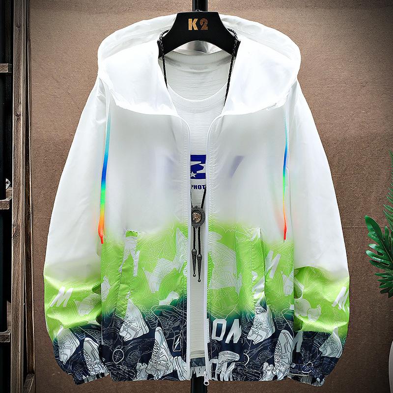 Men's Ultra-light Trendy UV Protection Quick Drying Windbreaker Anti-wrinkle  Jacket Gradient Print Clothing