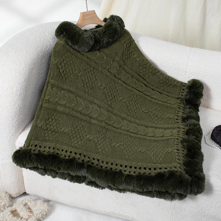 Women Loose Solid Cross Border Cardigan Stand Collar Bat Sleeve Knitwear Sweater Cloak Autumn Winter One Size армия зеленый