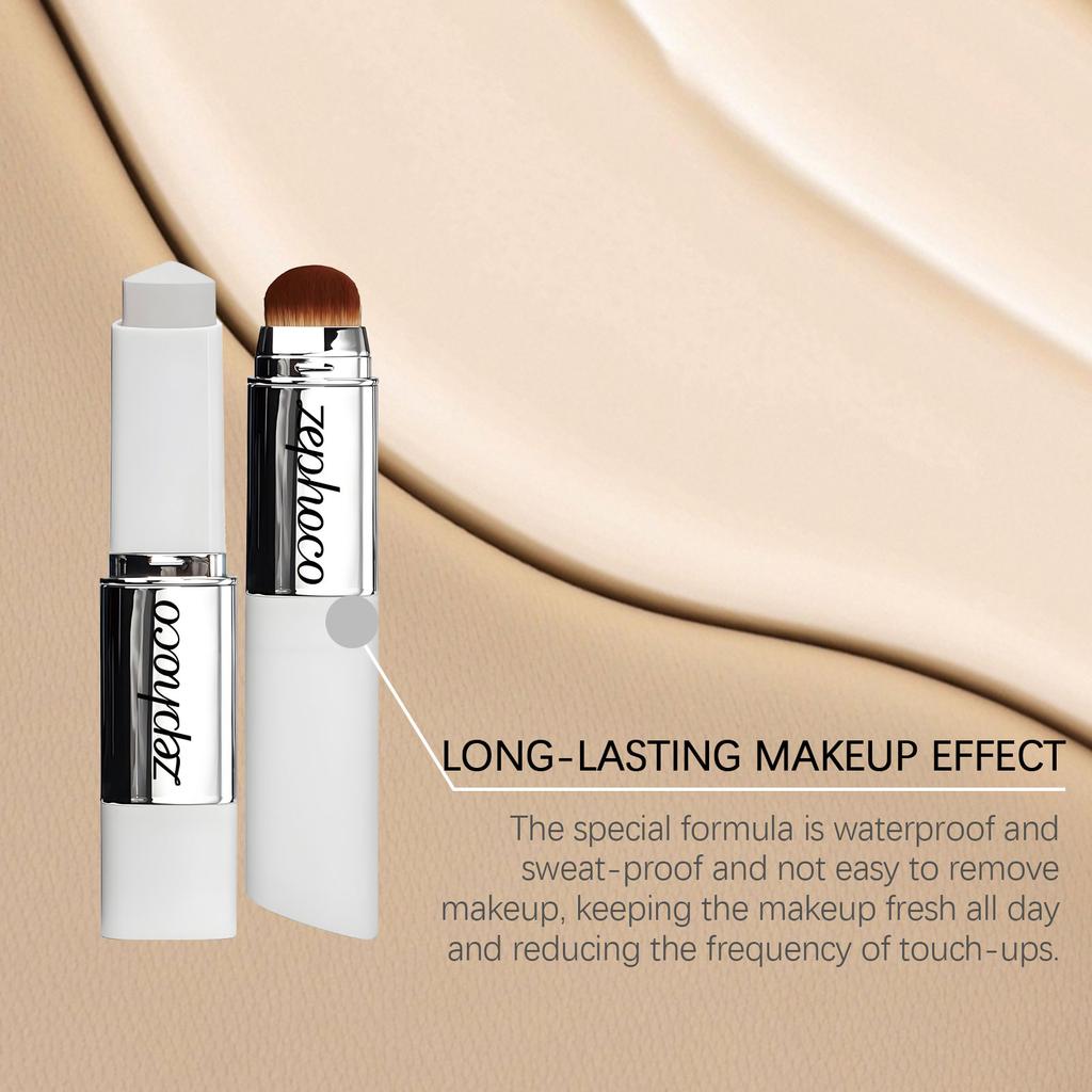 Zephoco Natural Color Concealer and Color-Changing Foundation Stick, Light Makeup, Matte, Clear, Natural and Seamless Foundation Stick