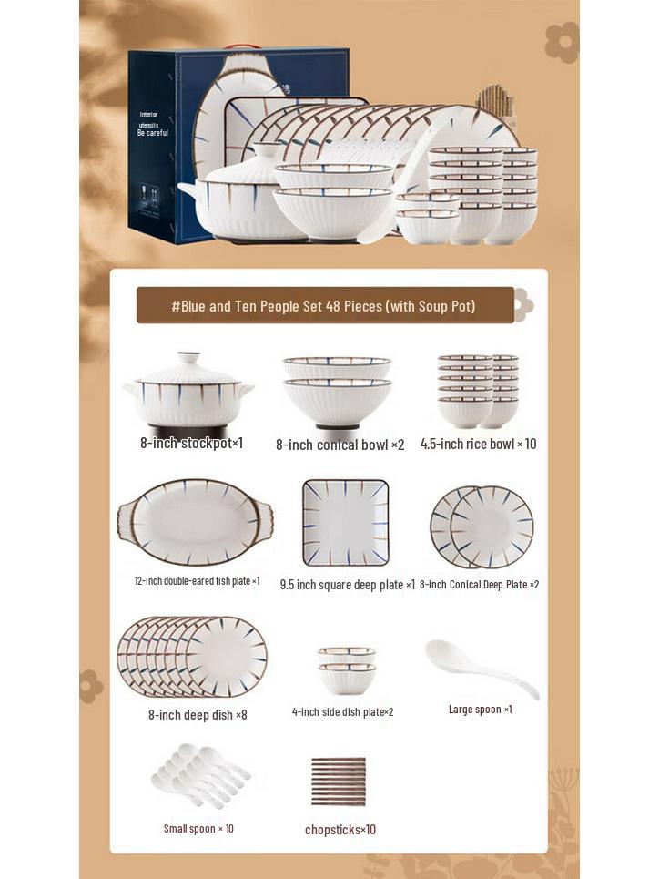 Mode Lanka 31-Piece Japanese Underglaze Ceramic Dinnerware Set for 6