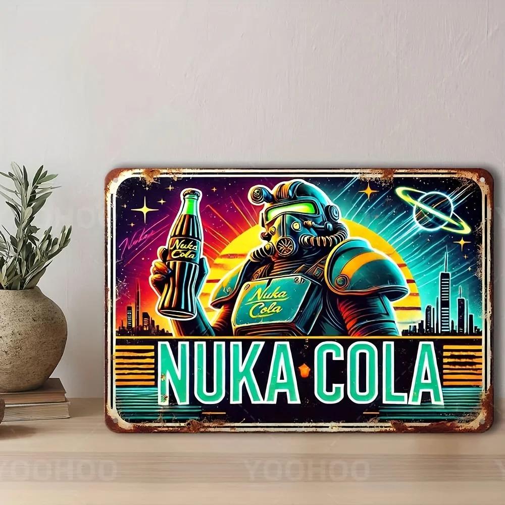 INDUSTRIALROBOTDECZ Nuka Cola Retro Wall Art Aluminum Sign | Futuristic Robot Design | Pre-Drilled for Game Rooms