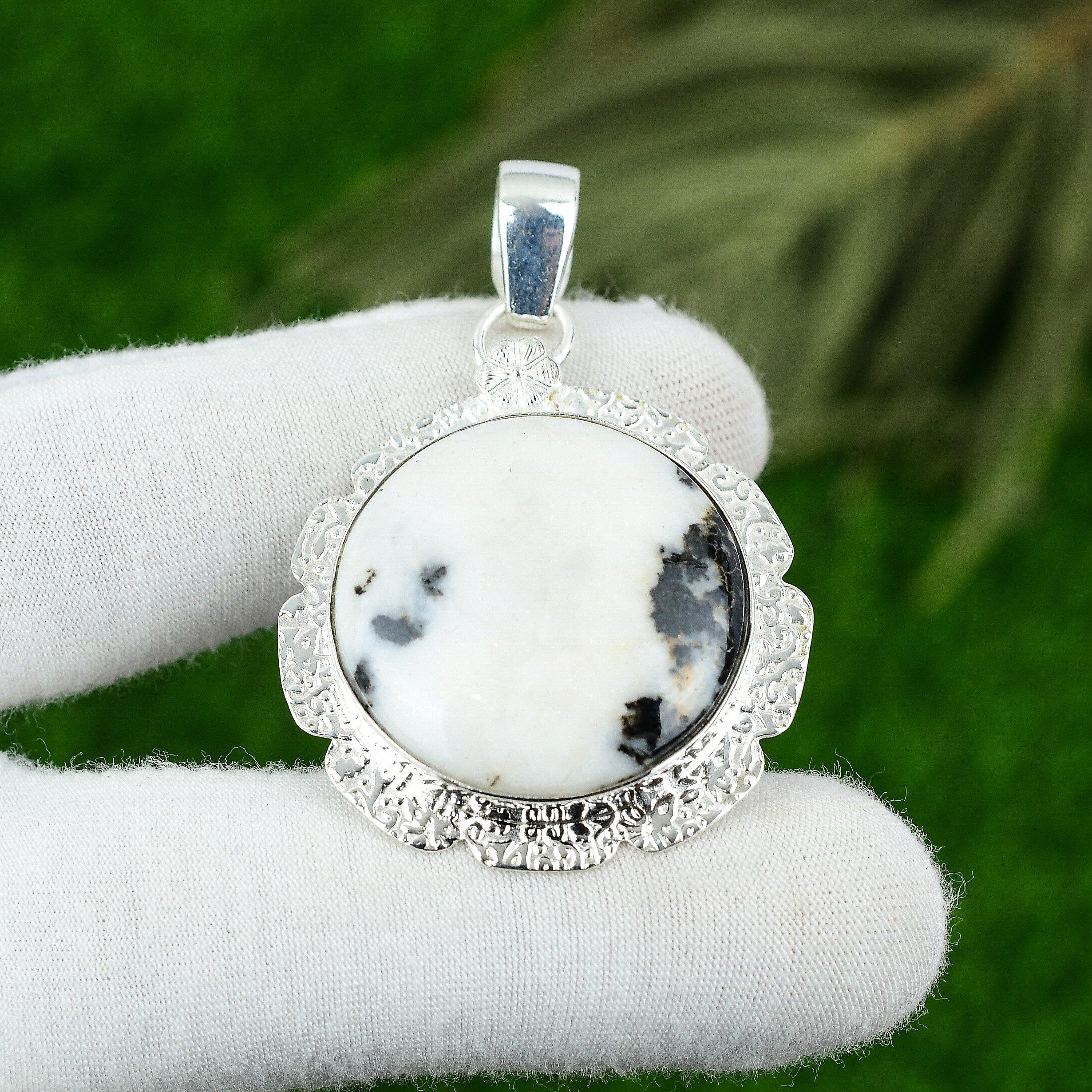 

925 Silver Zebra Jasper Stone Anniversary New Birthday Engagement Sister Pendant