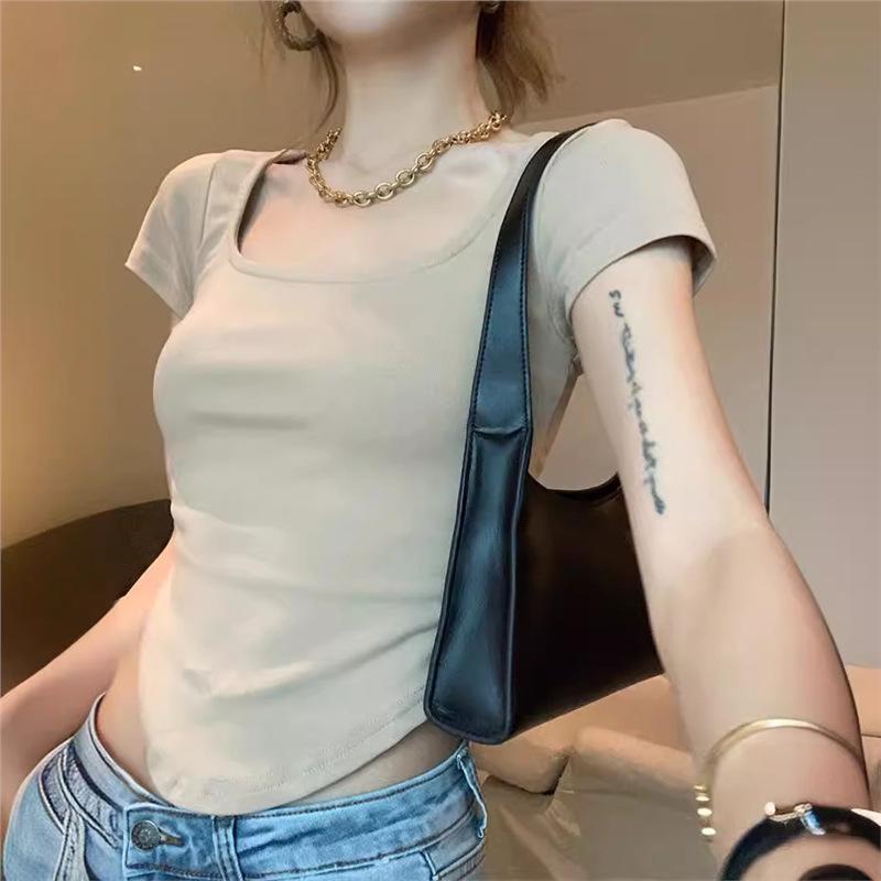 

Pure Desire Black Square Neck Irregular Short Sleeve Women s Summer Top M (Recommended 100-115 jin) хакі