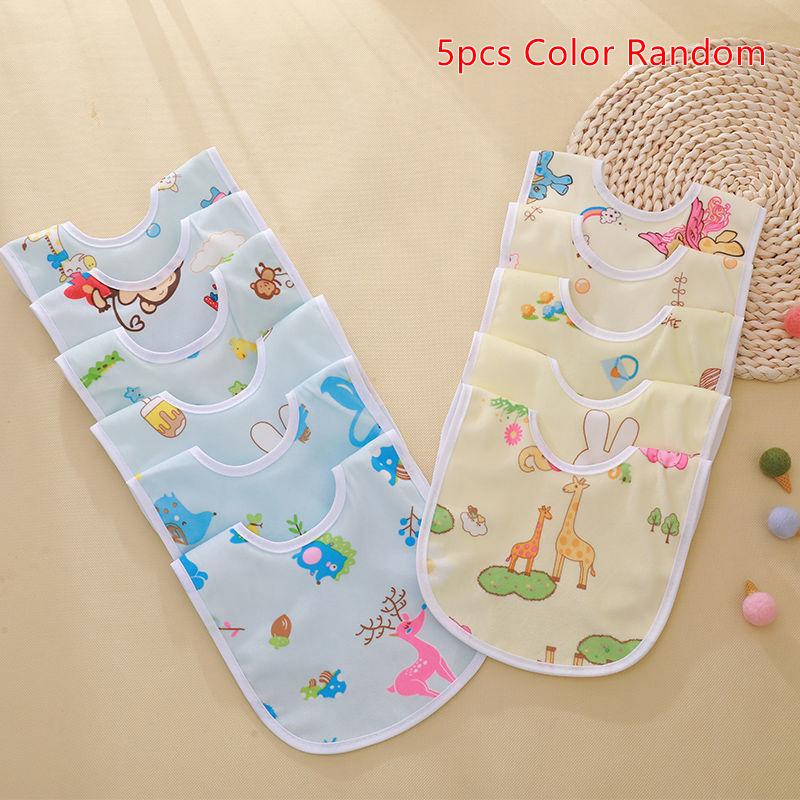 2/5Pcs Baby Cartoon Snap Waterproof Bib Super Soft Baby Bib Newborn Crystal Velvet Saliva Towel