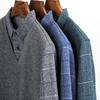 Men's Winter Wool-Feel Sweater: Skin-Friendly, Fleece-Lined, Faux Thickened, Shirt Collar, Knitted Base Layer