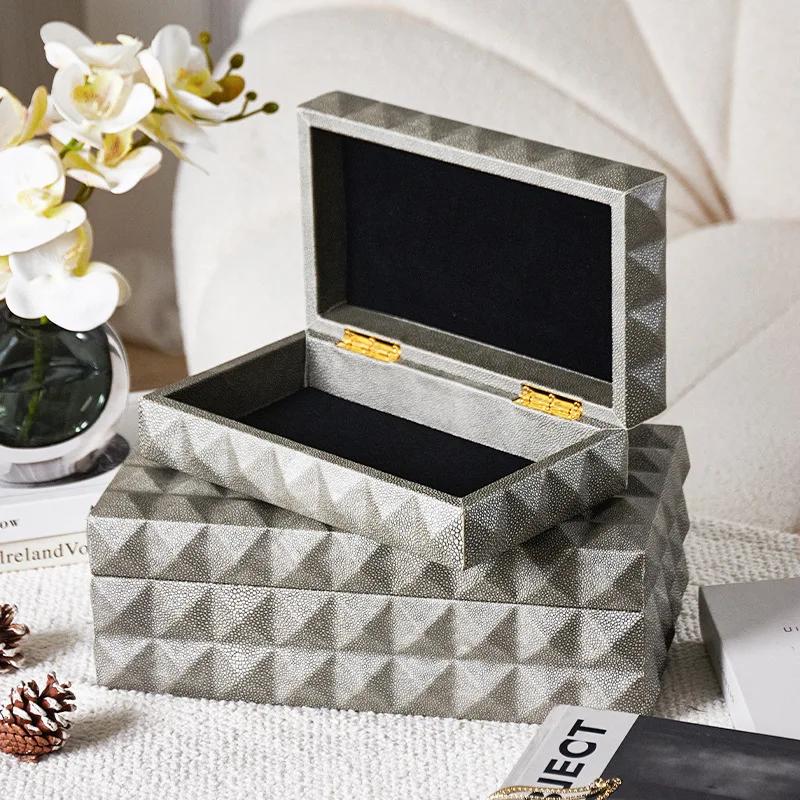 Luxury Leather Storage Box Bedroom Art Jewelry Boxes Earring Ring Aesthetic Trinkets Display Women Decoration Ornaments Stand Jewelry Accessories Gift
