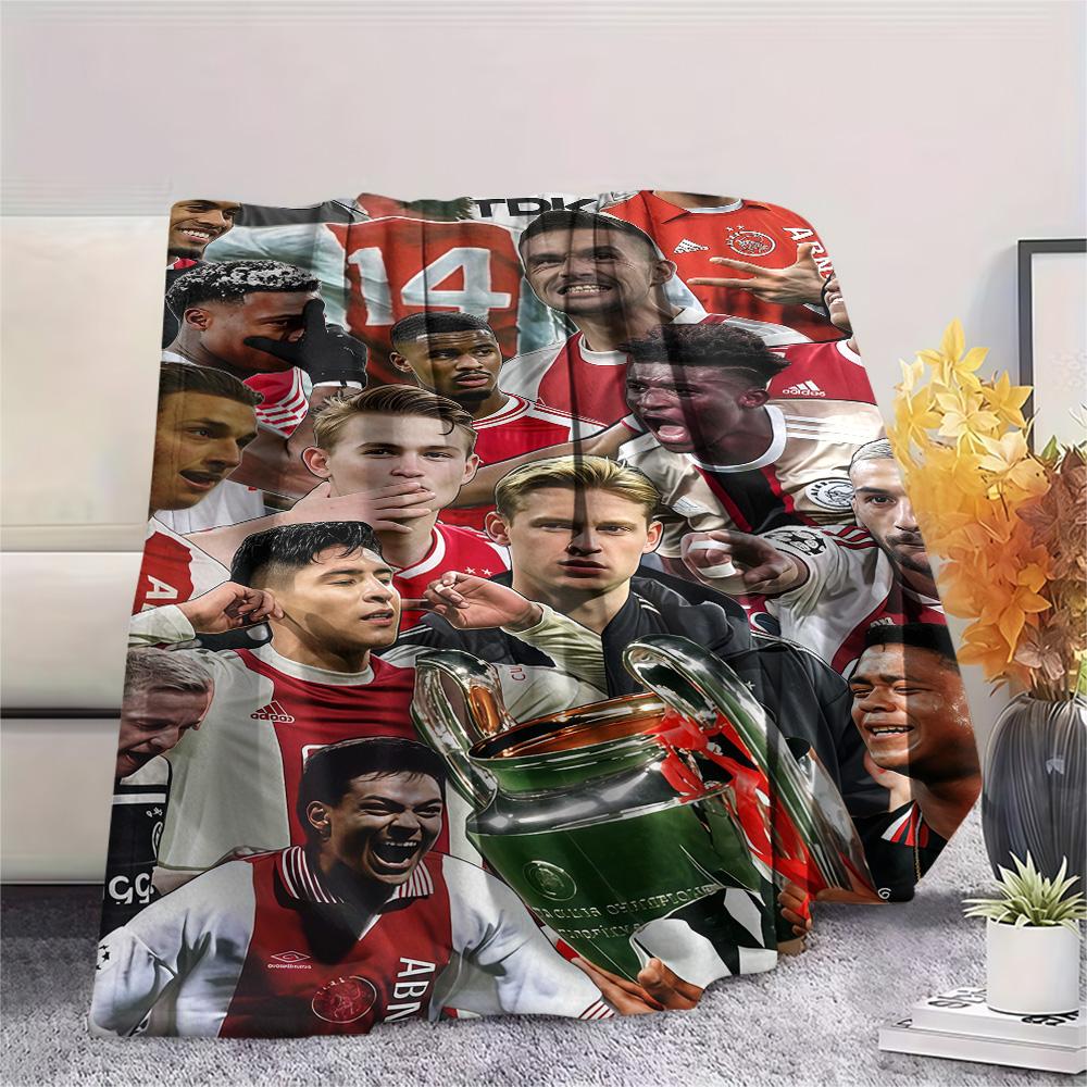 AFC Ajax Logo Print Flanelldecke, Hohe Qualität, Bequem für alle Jahreszeiten, Heimdekoration, Wärme und Komfort