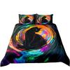 Black Cat Duvet Cover Set Cartoon Cat Bedding Set for Kids Boys Girls Mysterious Void Individual Pillowcase, Duvet Cover or Set