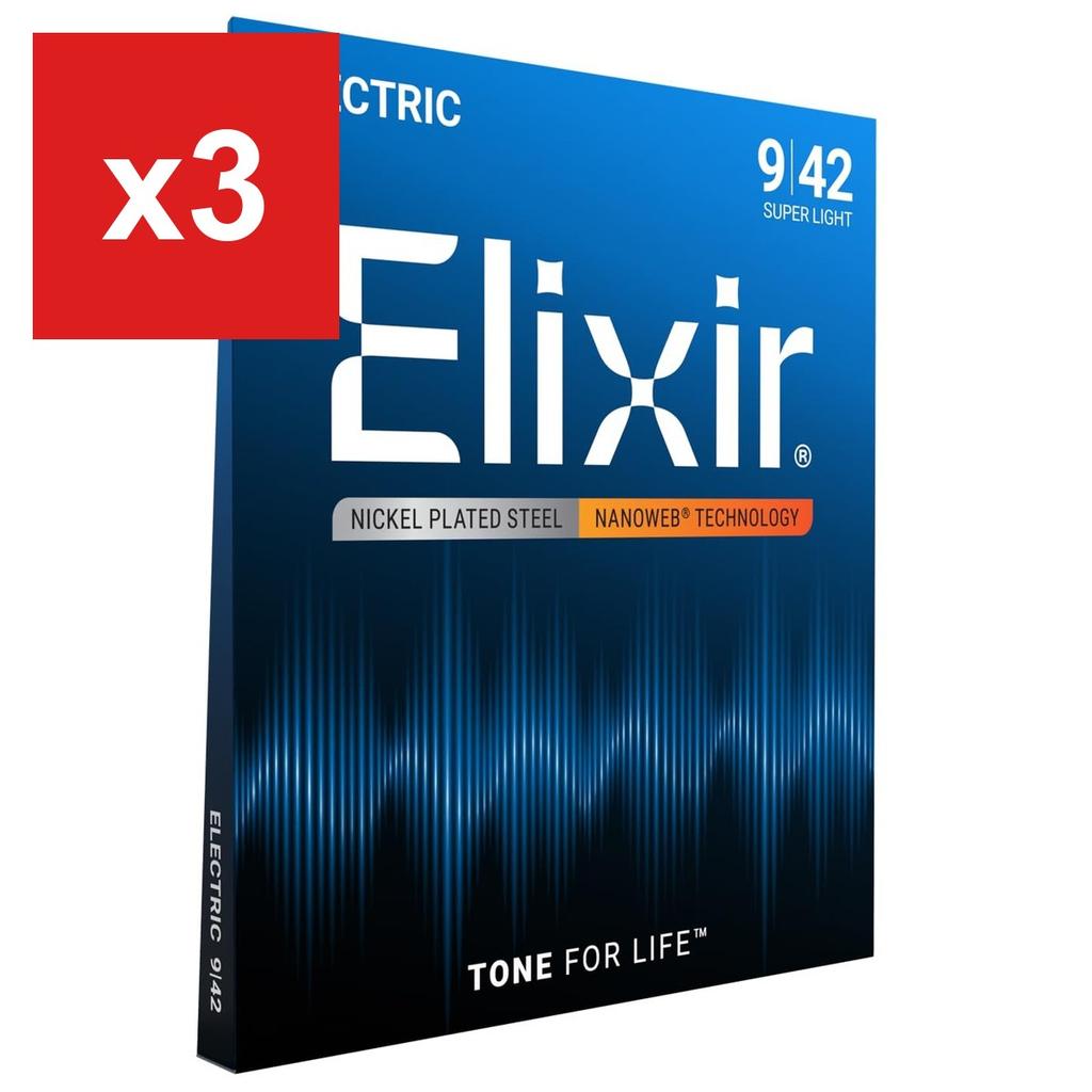 Electric Guitar Strings Elixir NANOWEB Super Light .009-.042 #12002