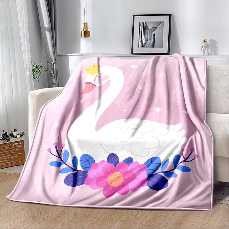 HD Cartoon Cute Swan Cygnus Soft Plush Blanket,Flannel Blanket Throw Blanket for Living Room Bedroom Bed Sofa Kids Cover Gitt 3D