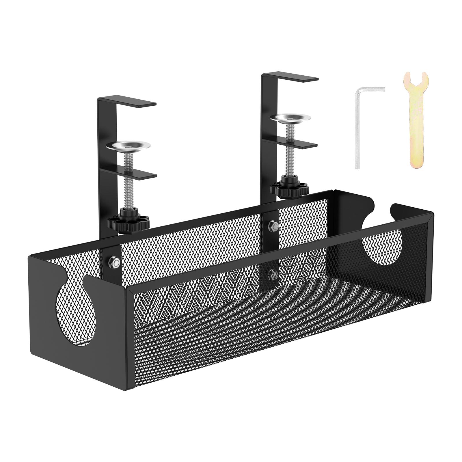 

Under Desk Cable Management Tray Carbon Steel No Drilling with Clamp Desk Wire Organizers Table Cord Management Storage Tray чёрный