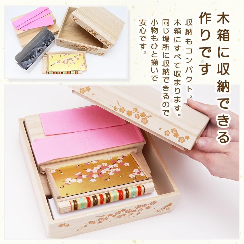 Osaka Choseido Original Hina Doll Tiered Storage Wooden Tag Included Ceramic Hina 21cm Yayoi Paulownia Wood Display, Compact, Mini, Display,