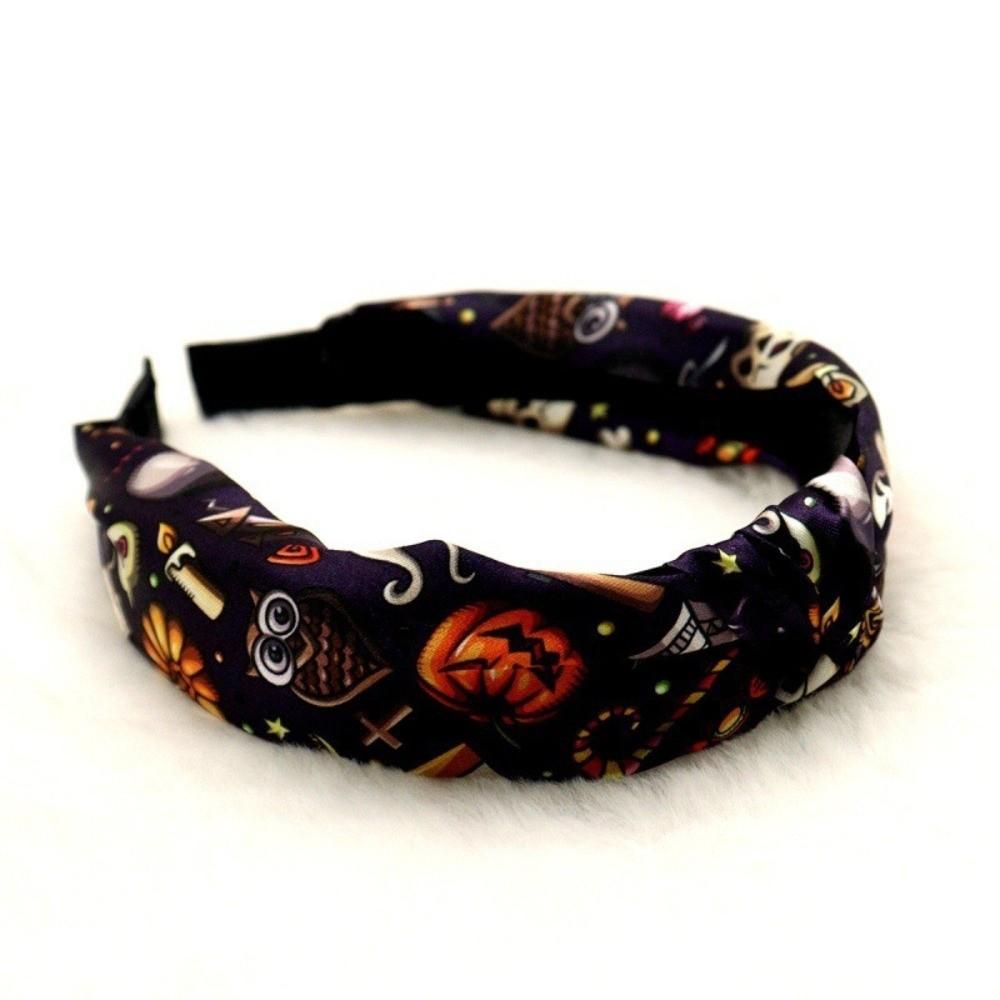 Horrible Top Knot Headband Festival Wear Ghost Print Hairband Pumpkin Head Headband  Trick or Treat
