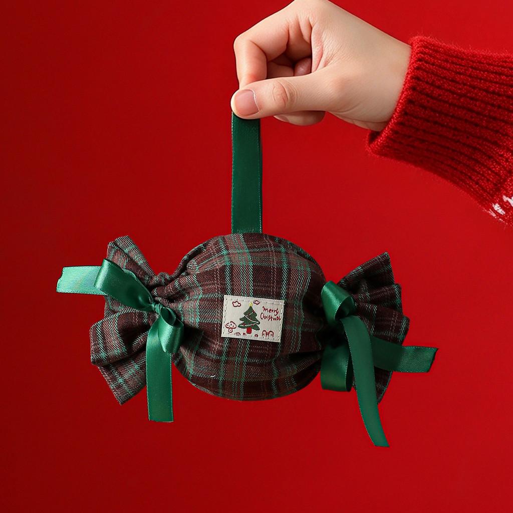 Christmas Candy Gift Bag With Grid Printing For Kids And Children