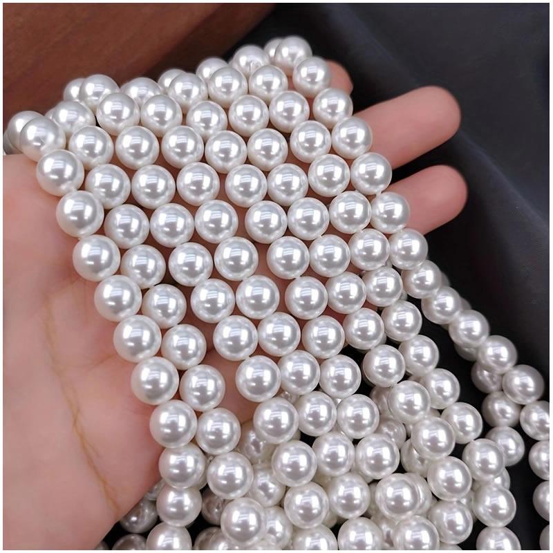 Natural Fresh Water Shell Simulated Pearl Beads for Jewelry Making, DIY Bracelet, Necklace Strand, 6mm, 8mm, 10mm, Wholesale