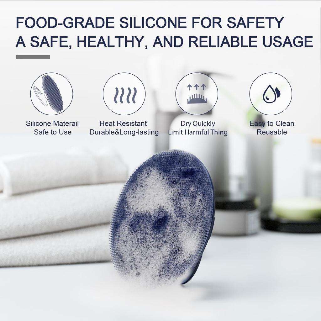 BEAUTAIL Silicone Body Scrubber for Shower and Gentle Suitable for and Sensitive Easy High 1 Blue Bath, Exfoliating, Cleansing, Loofah, Women, Men,