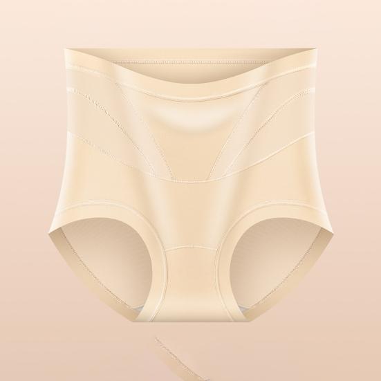Calcinha de Cintura Alta Sem Costura com Controle de Barriga Feminina Respirável Microfibra Roupa Íntima Macia Elástica Tecido Sedoso Painéis de Renda Algodão que Absorve a Umidade
