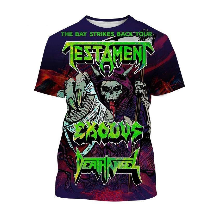 Heißer Verkauf Exodus Personalisiertes bedrucktes 3D-Druck-T-Shirt Personalisierte Band Hip-Hop Männer und Frauen Casual Cooles T-Shirt Harajuku Street Punk