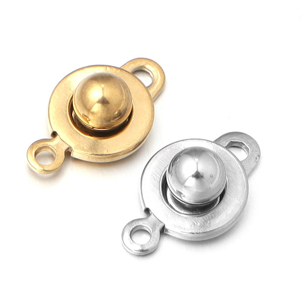 2pcs Stainless Steel Snap Clasps Buttons Jewelry Connector Fastener For DIY Necklace Bracelet Craft Jewelry Making Accessories