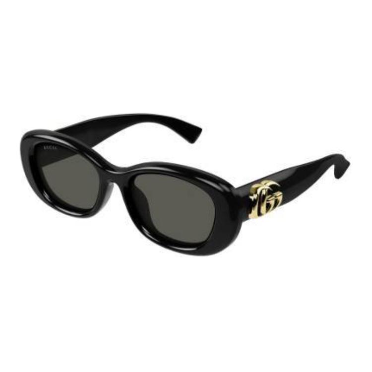 Gucci Logo Design Plastic Injection Oval Frame Sunglasses Women's Black