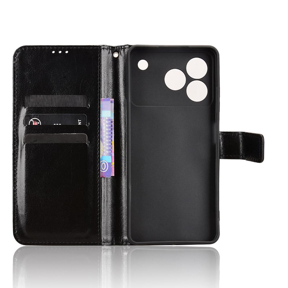 For ZTE Blade A76 4G PU Leather Case with Strap Crazy Horse Texture Phone Wallet Cover