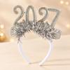 Christmas Hair Accessory Metallic Fringe and 2027 Numerals Headdress for Party Outfits, Holiday Photos, and Gift Exchanges