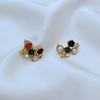 18K Gold Plated Pearl Four-Leaf Clover Stud Earrings with S925 Silver Needle.