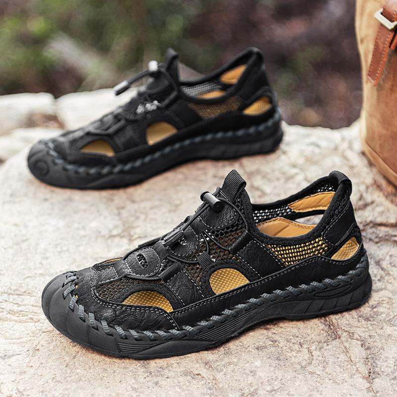 Fashion New Men's Sandals Summer Mesh Breathable Casual Shoes Anti Slip Beach Shoes Fashion Quality Outdoor Roman Style Walking Shoes