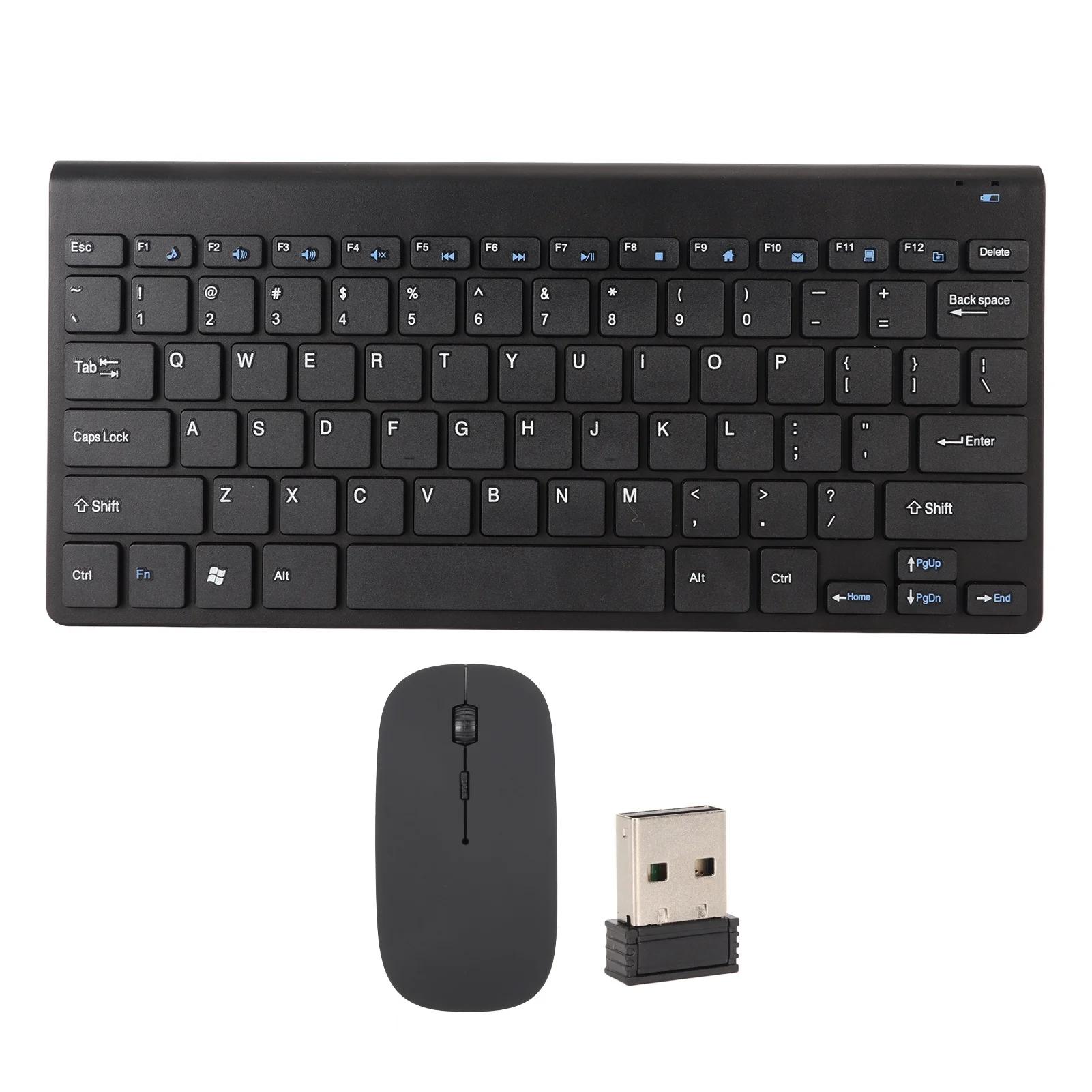 

Wireless Keyboard Mouse Kit Slim Wireless Key Mouse Combo Portable Beautiful Power Saving Silent Button LED Indicator for Home чорний