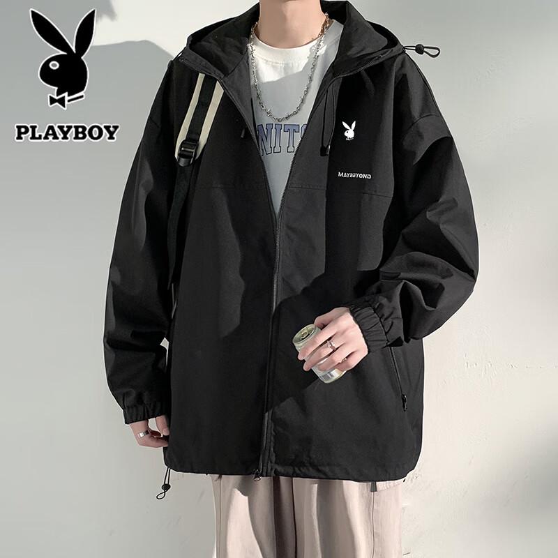 Playboy Men's Hooded Breathable Waterproof Casual Jacket