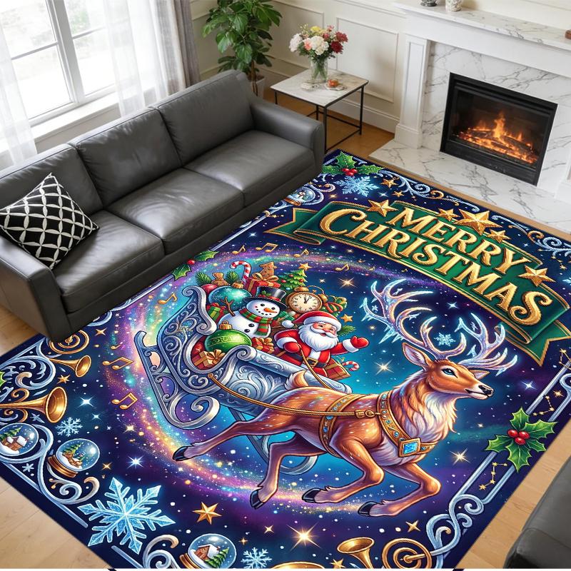 Christmas Printed Square Area Rug Soft Non Slip Floor Carpet For Bedroom Holiday Gift