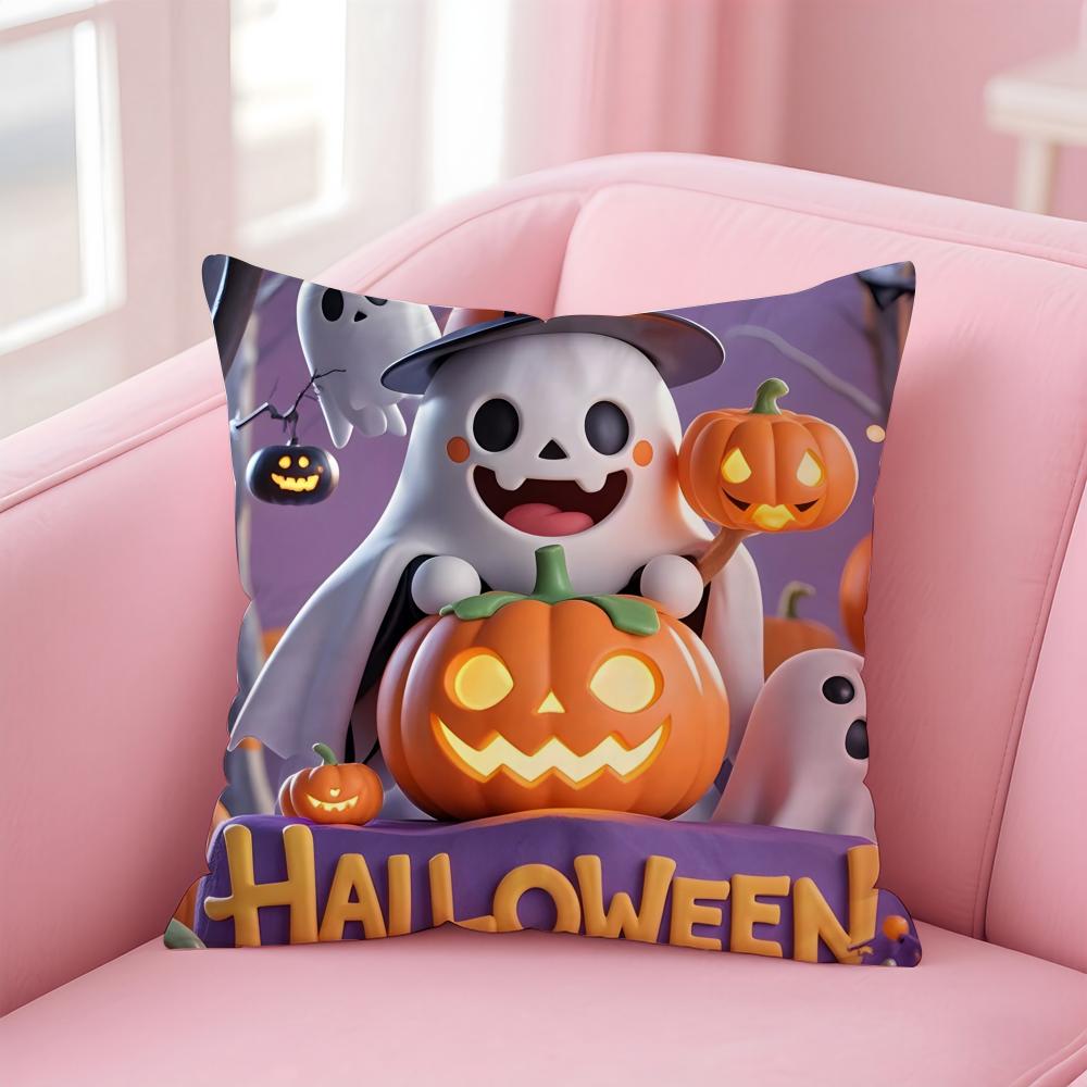Halloween Cushion Cover Pillowcase Short Plush Invisible Zipper Room Sofa Cushion Cover