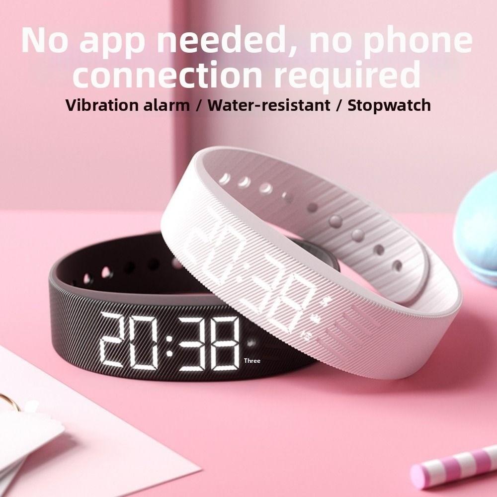 Adjustable Band Silent Smart Band LED Digital Display Digital Alarm Clock Watch for Heavy Sleepers