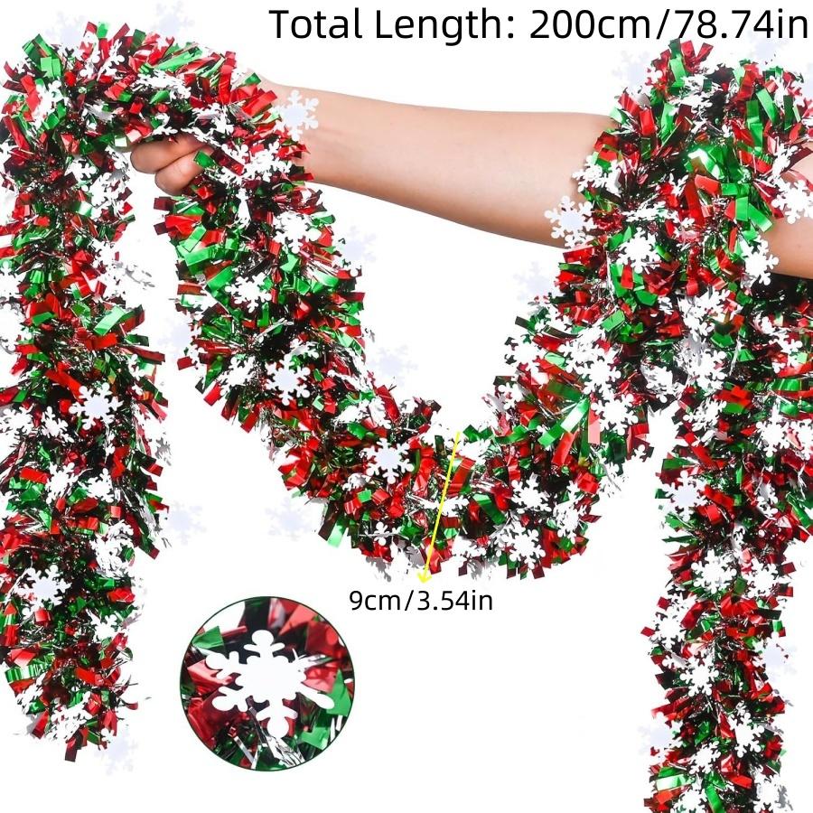 1pc Christmas Decoration Ribbon Red White Green Snowflake Party Tinsel Garland Home Store Dining Table Decoration Ornament